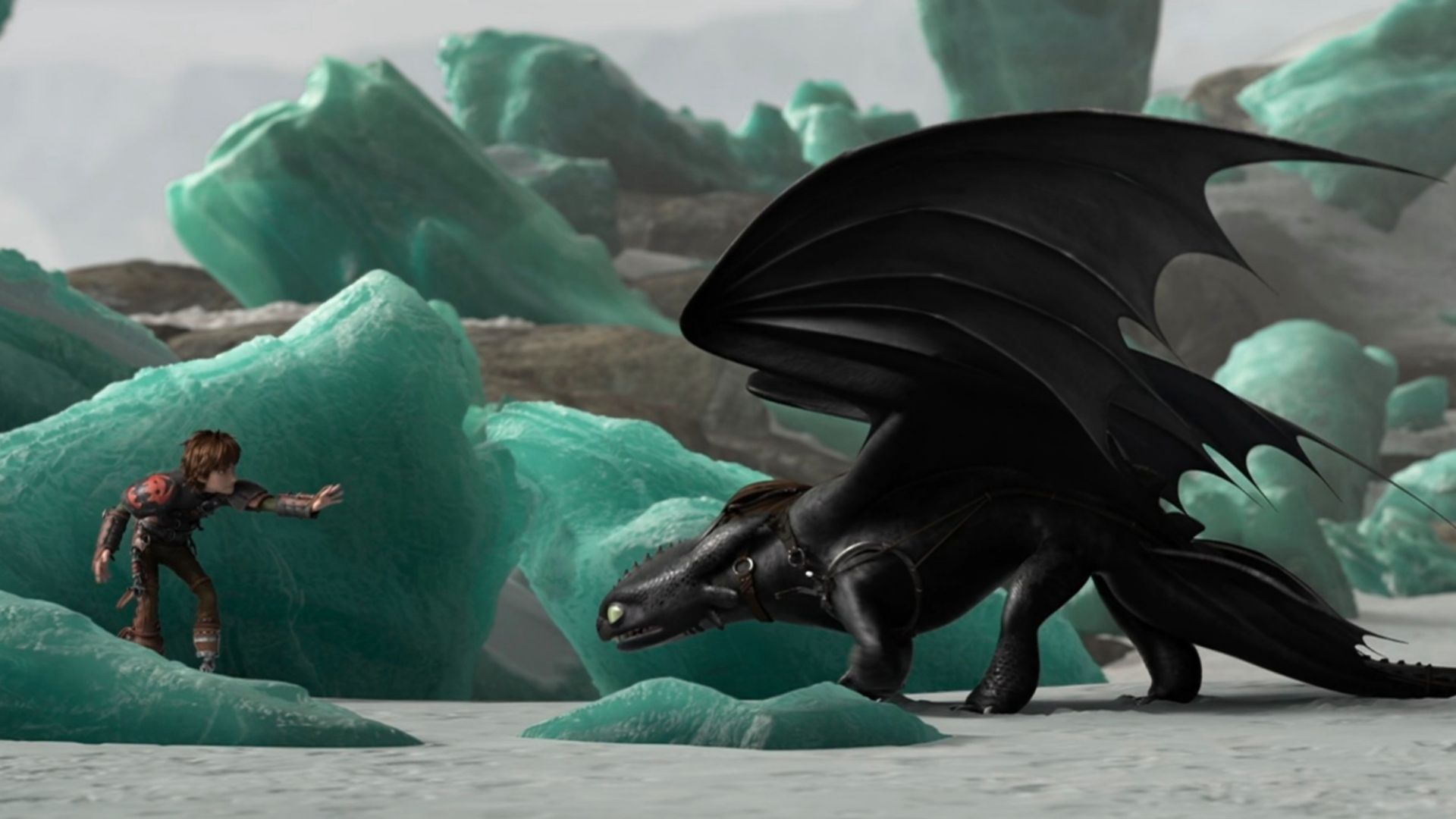 Toothless attacking Hiccup in How to Train Your Dragon 2.