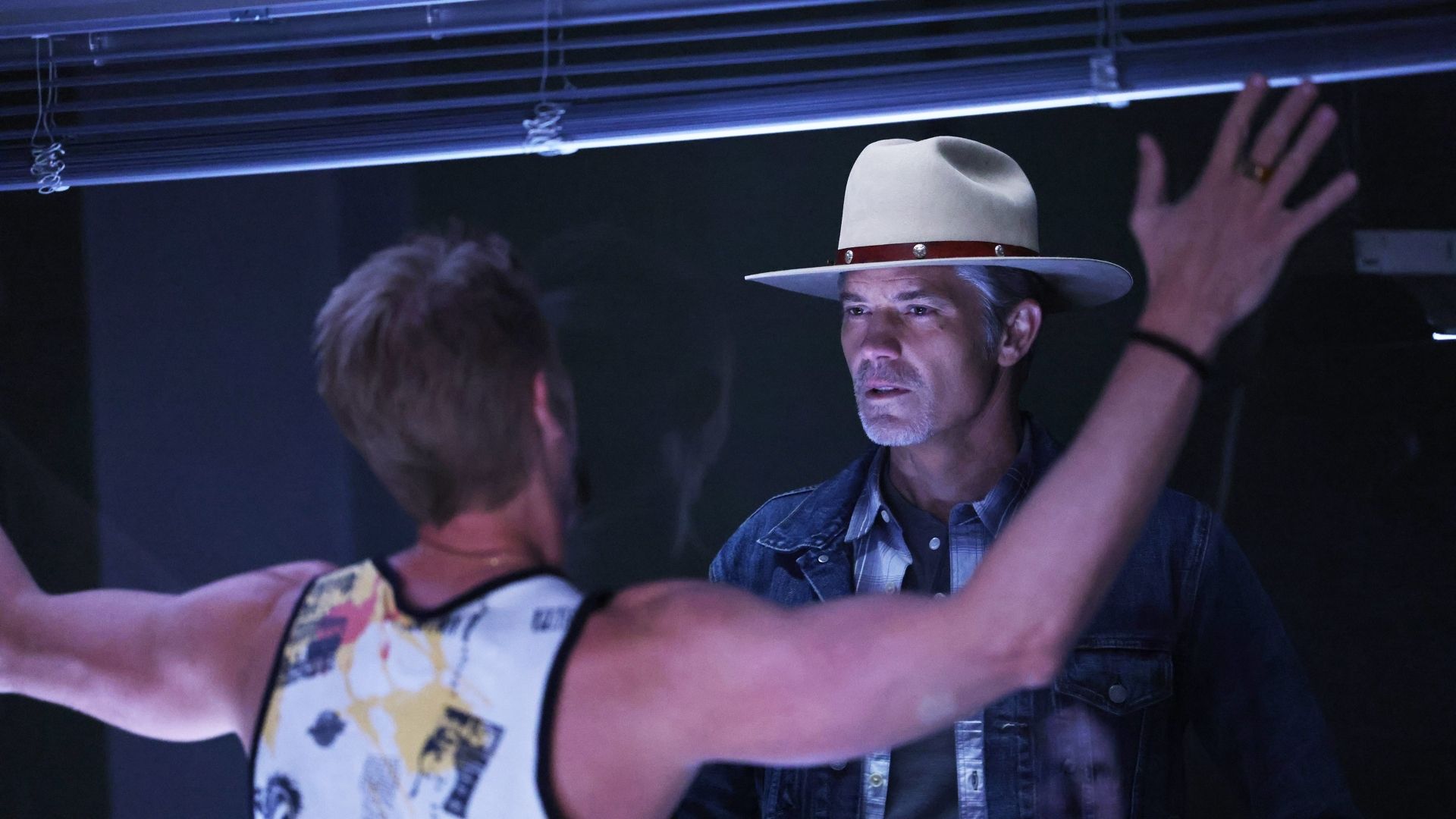 A tense scene from Justified: City Primeval