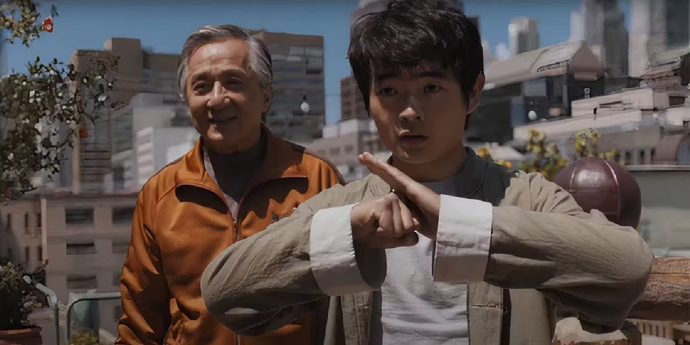 Ben Wang and Jackie Chan in Karate Kid Legends