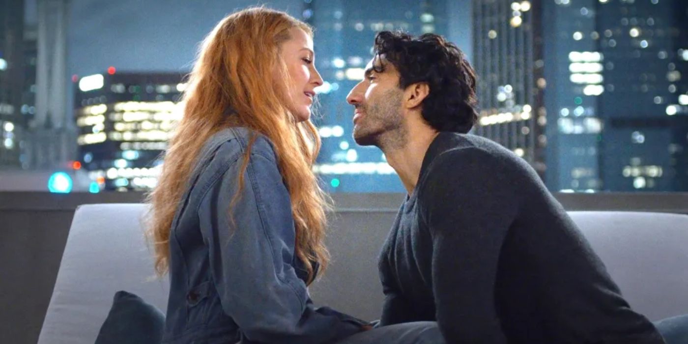 Blake Lively and Justin Baldoni stare at each other in rooftop scene in It Ends With Us