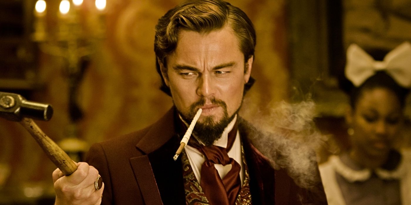 leonardo dicaprio with hammer in Django Unchained