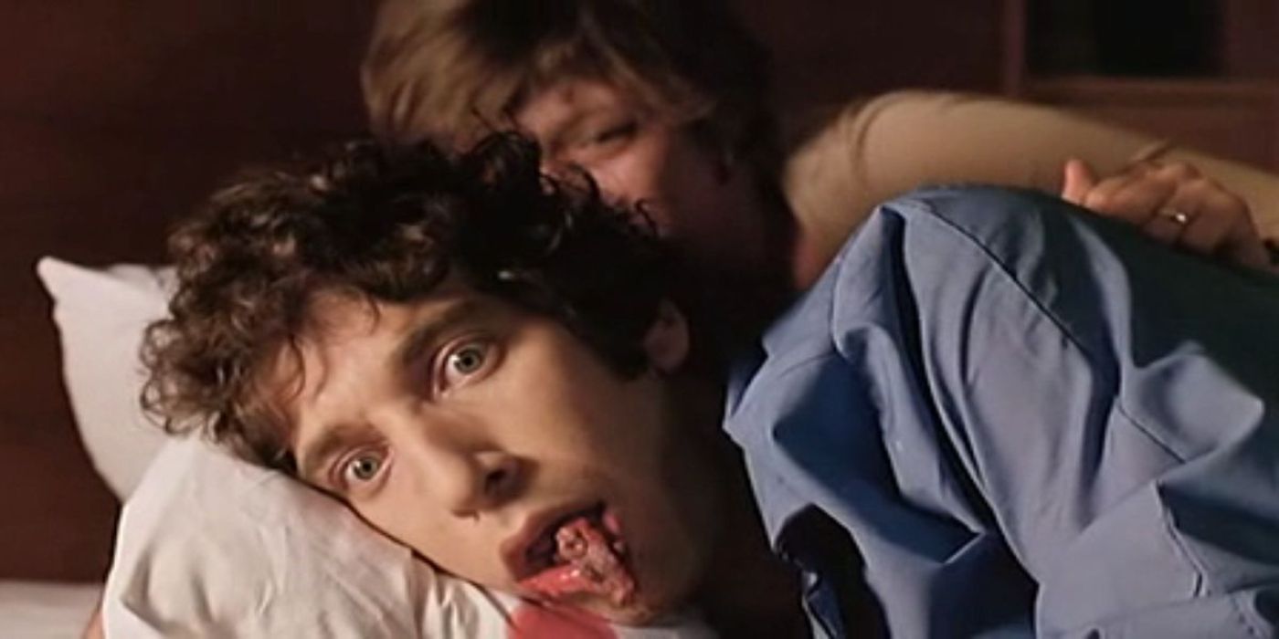 A man with something protruding out of his mouth in Shivers