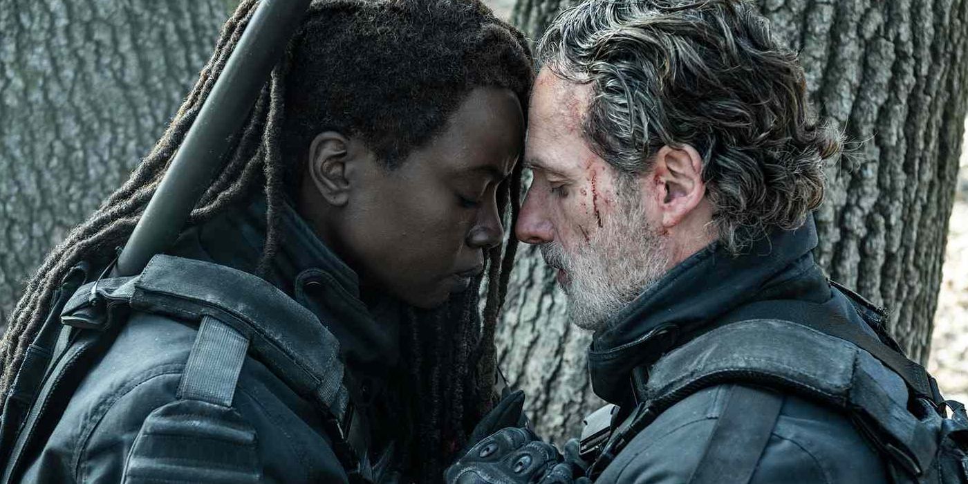 Andrew Lincoln and Danai Gurira in The Walking Dead: The Ones Who Live