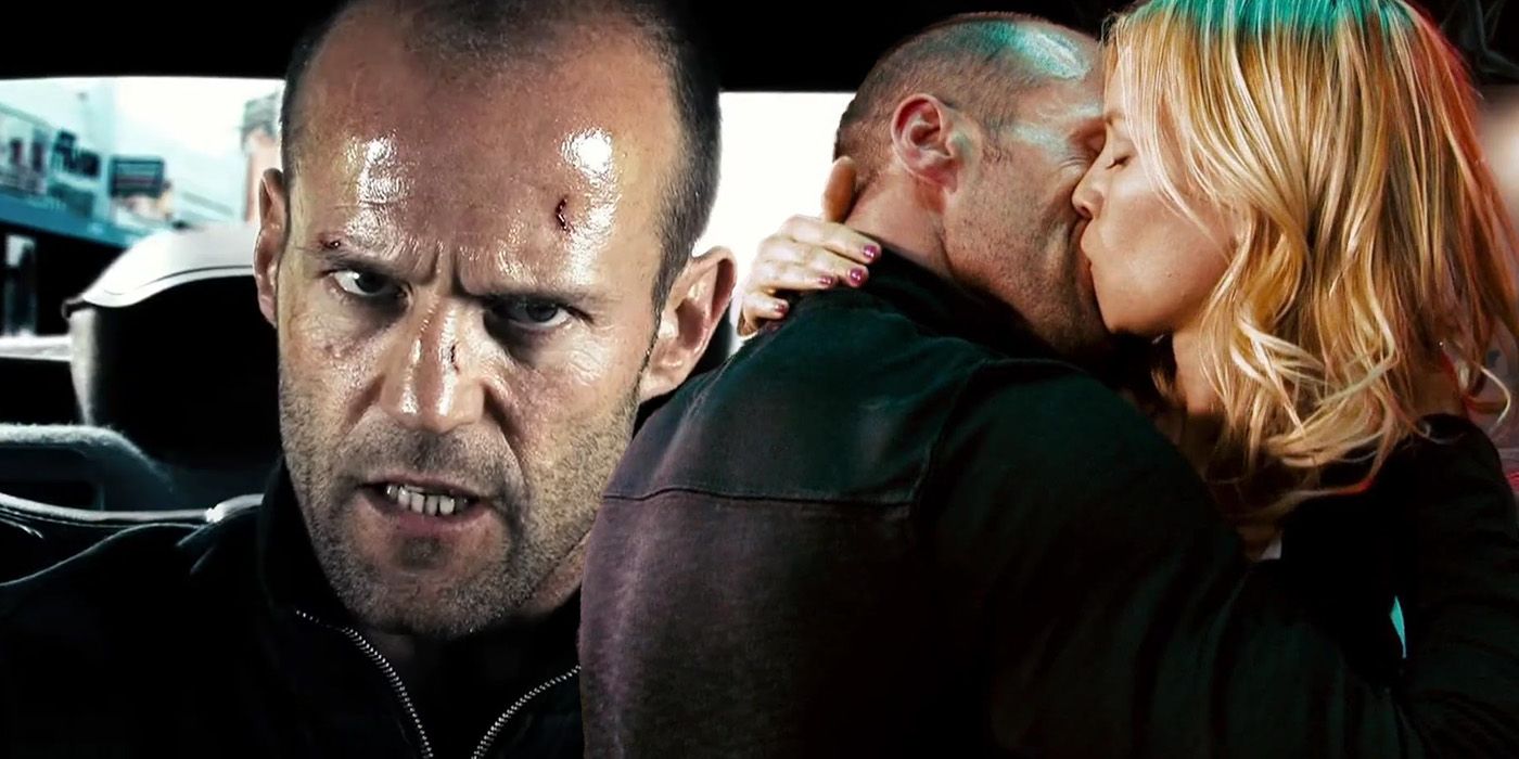 a custom image of Amy Smart and Jason Statham kissing and Jason Statham in a car in Crank: High Voltage (2009)