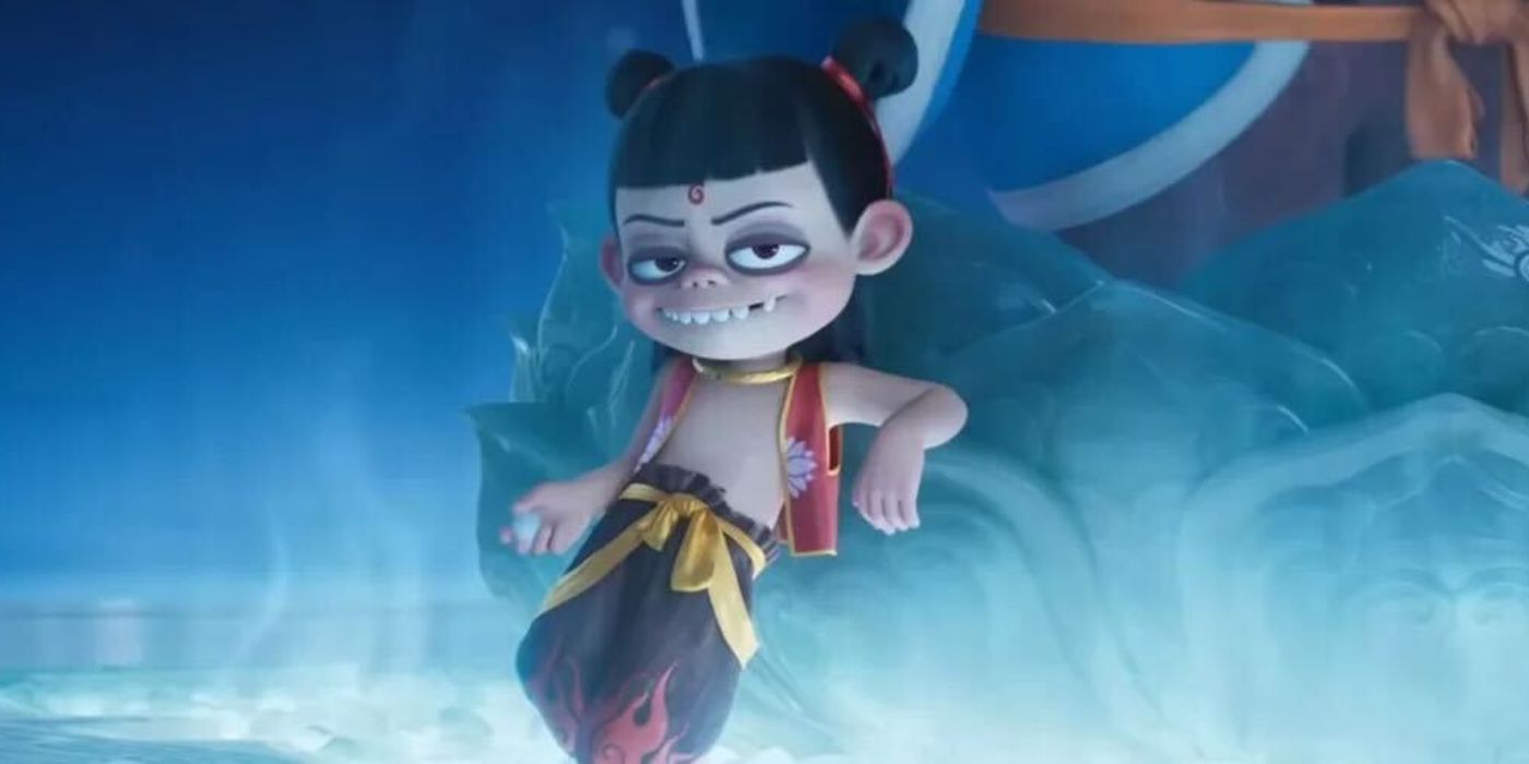 A boy smiling and leaning back in Ne Zha 2
