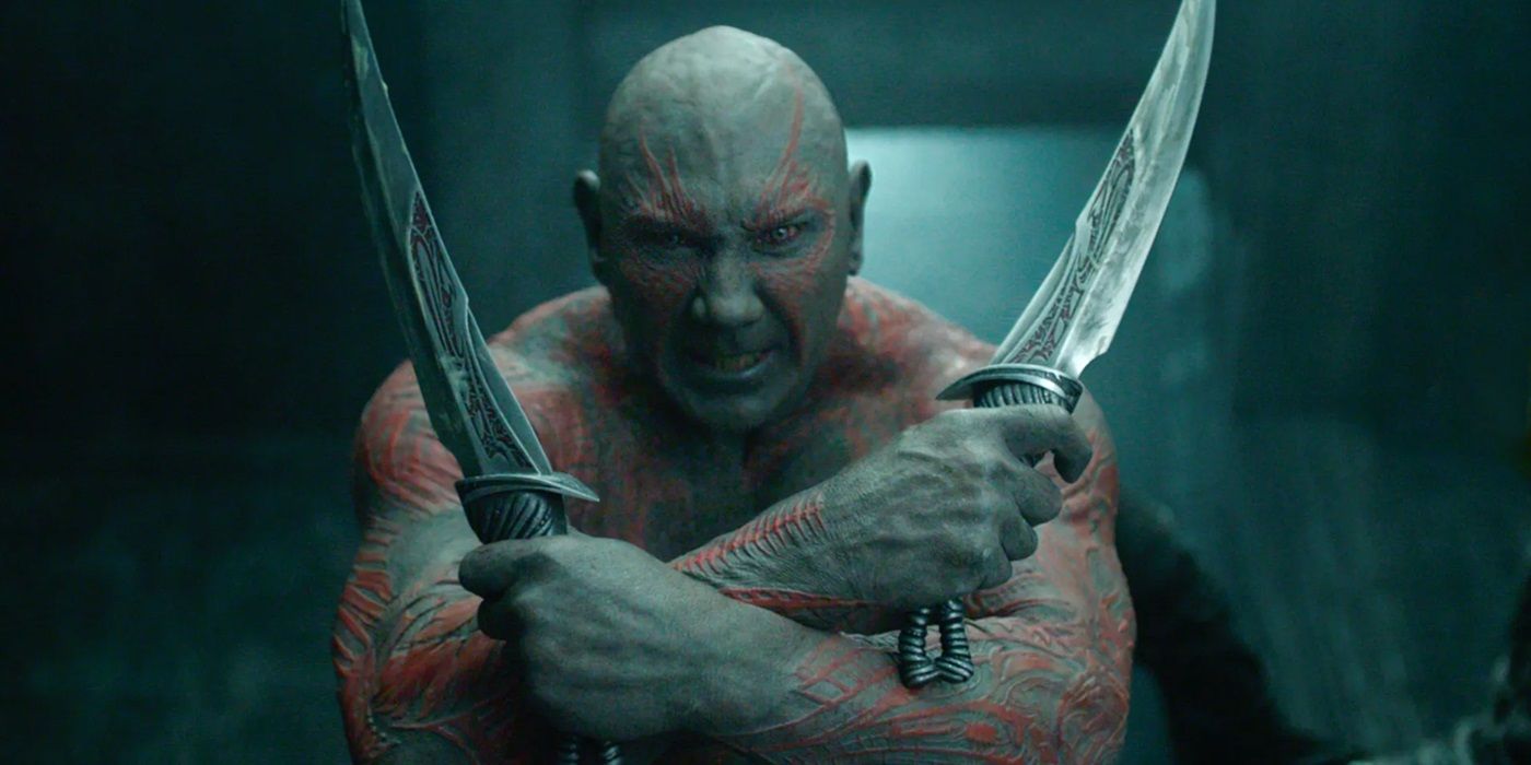 Dave Bautista as Drax in Guardians of the Galaxy.