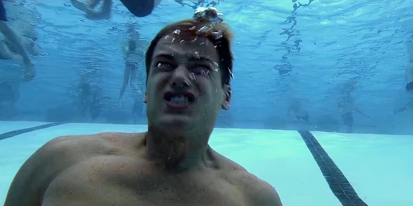 Hunt (Nick Zano) getting sucked into the pool drain in The Final Destination. 