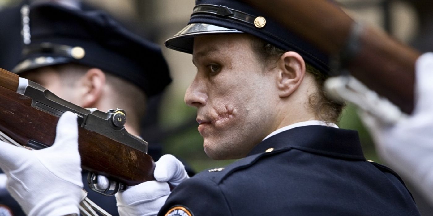 Heath Ledger no makeup joker in The Dark Knight