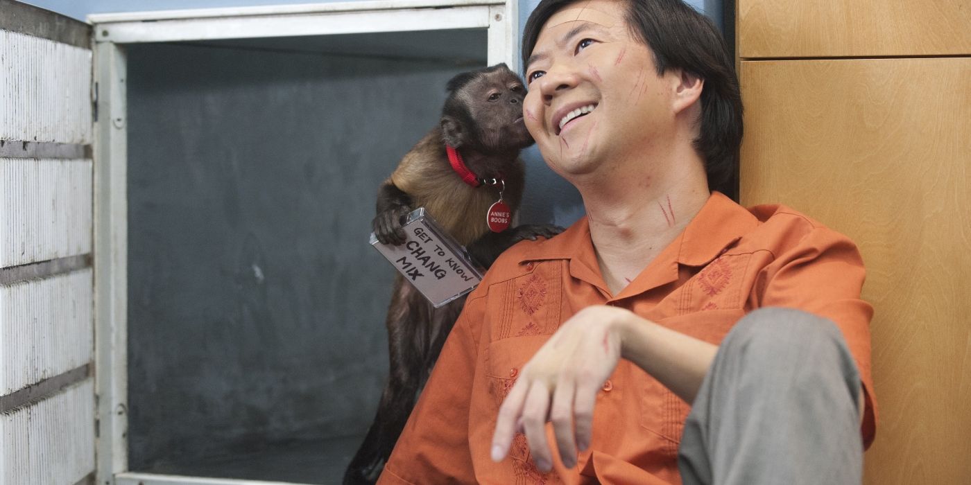 Ken Jeong and Crystal the Capuchin in Community