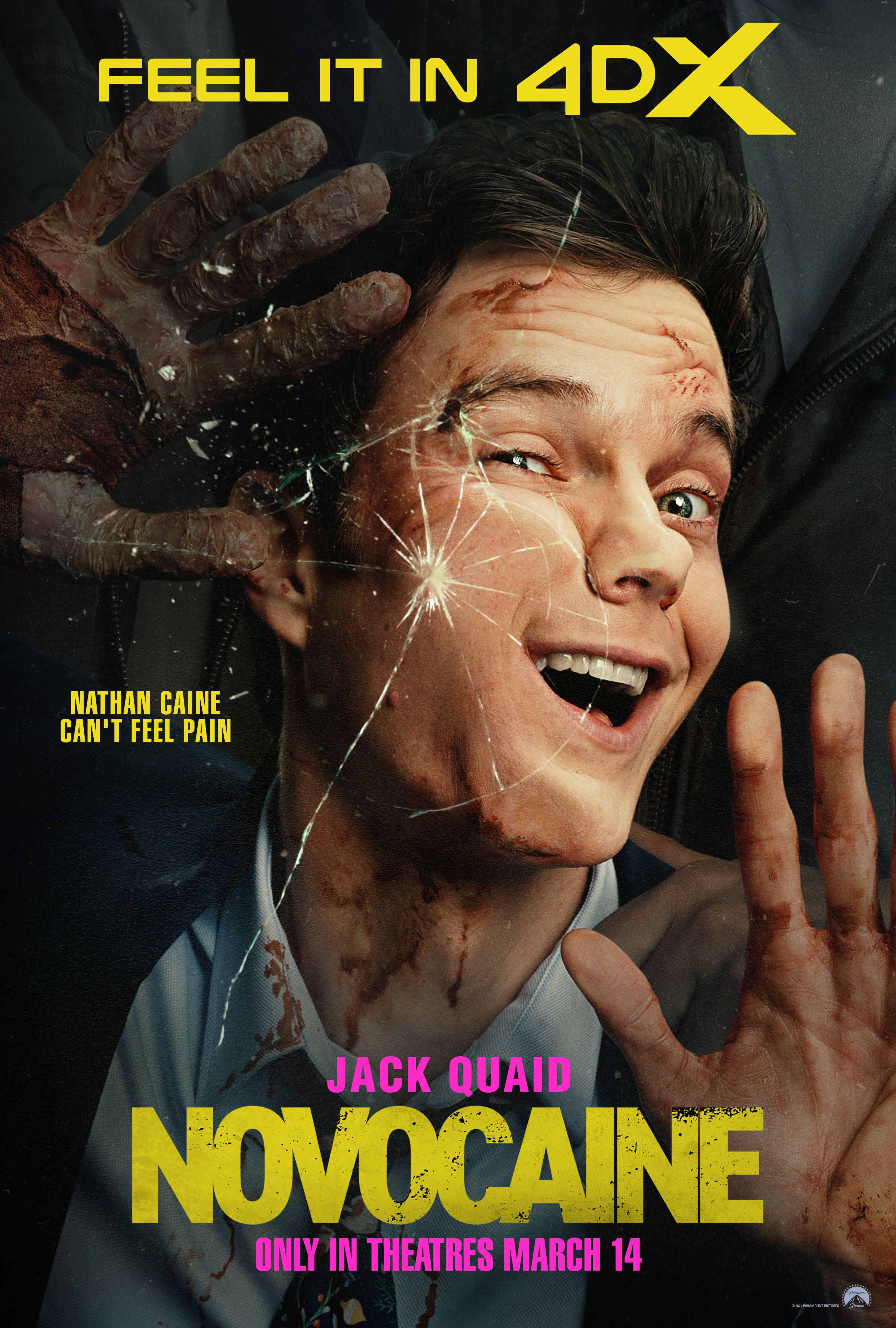 Novocaine poster featuring Jack Quaid