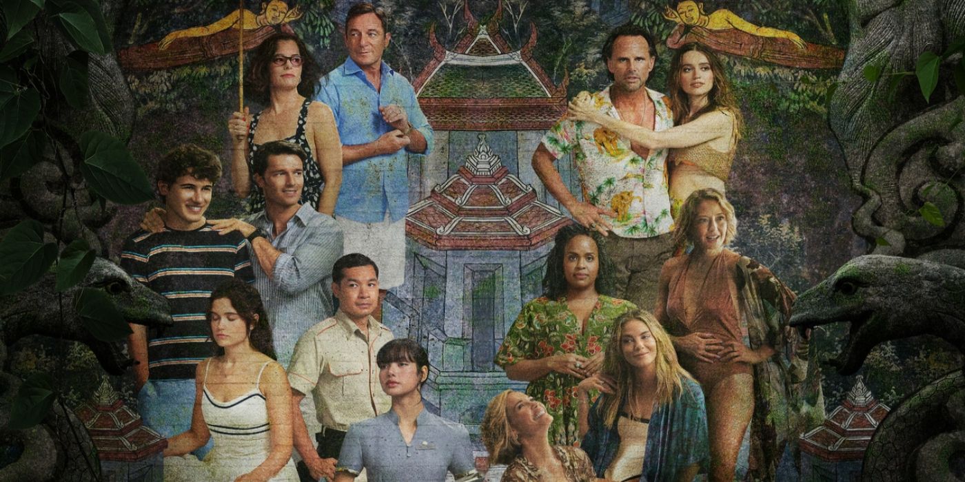 The cast of The White Lotus Season 3 painted in a mural