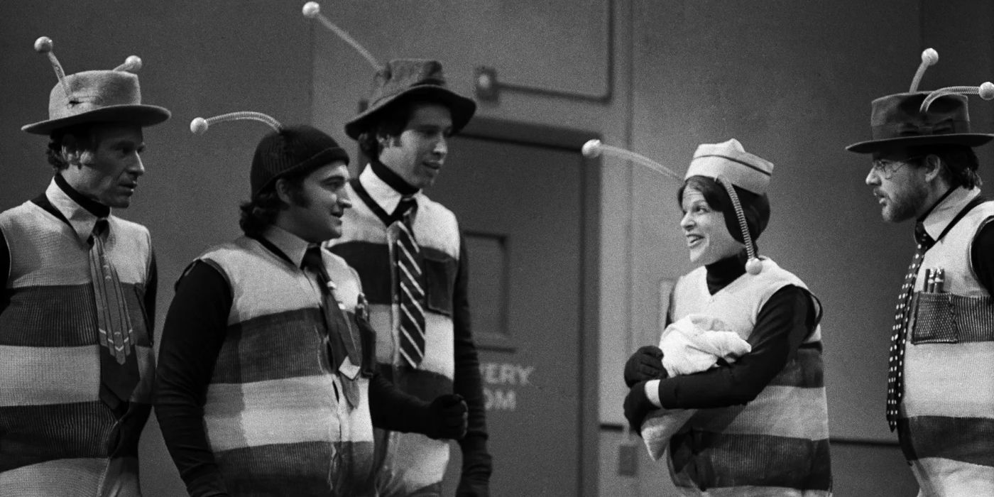 The original cast of SNL as bees in the first episode