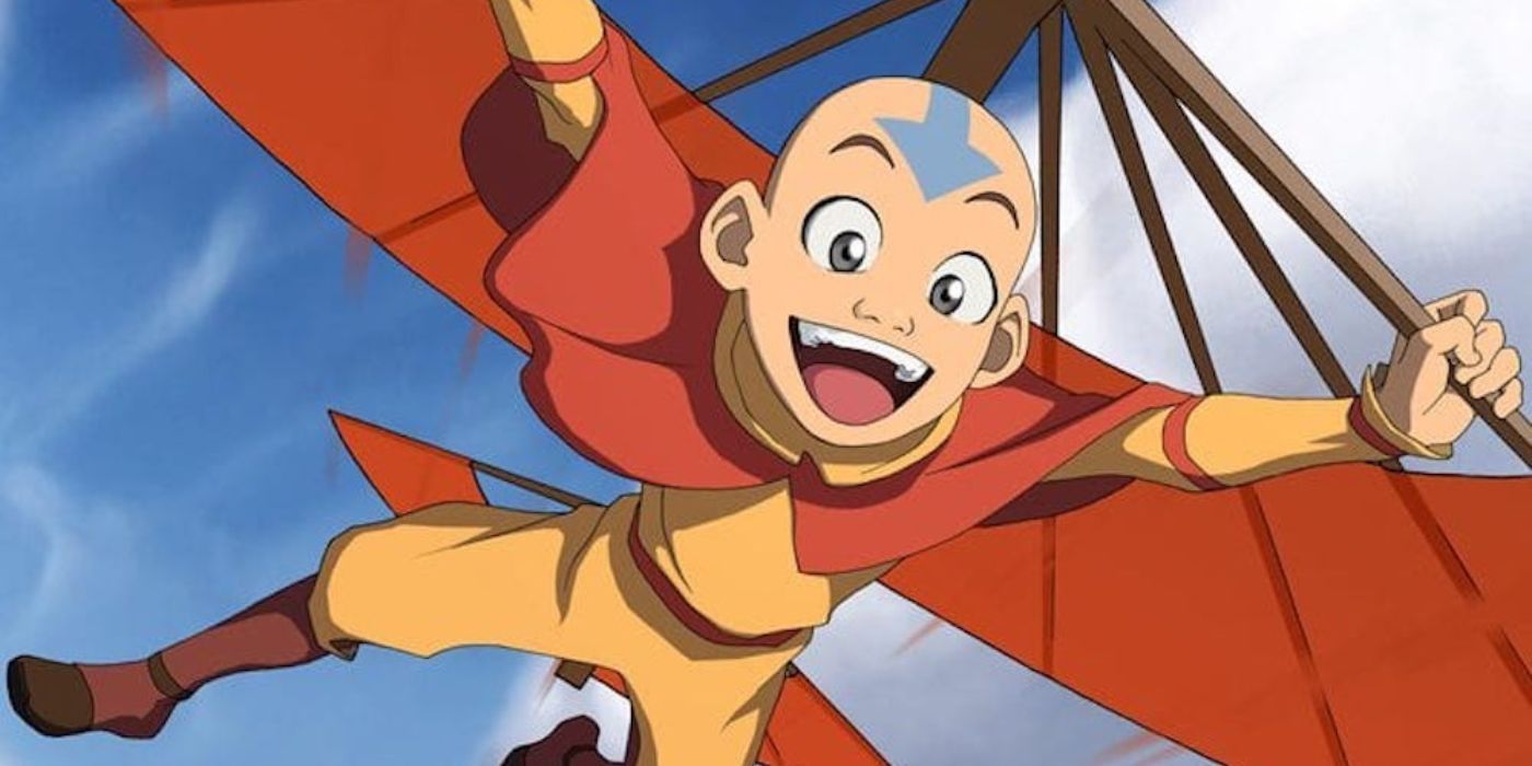 Aang flies in Avatar: The Last Airbender