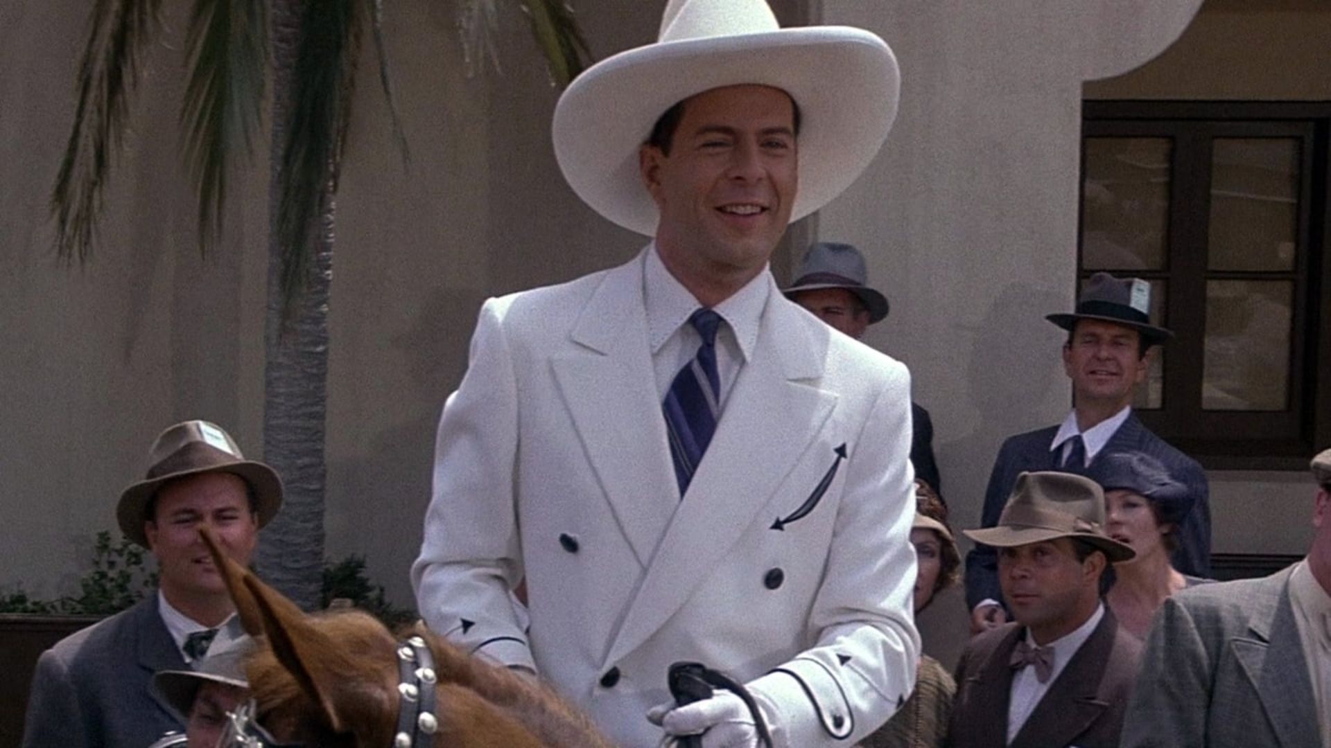 Bruce Willis as Tom Mix greeting Wyatt Earp 
