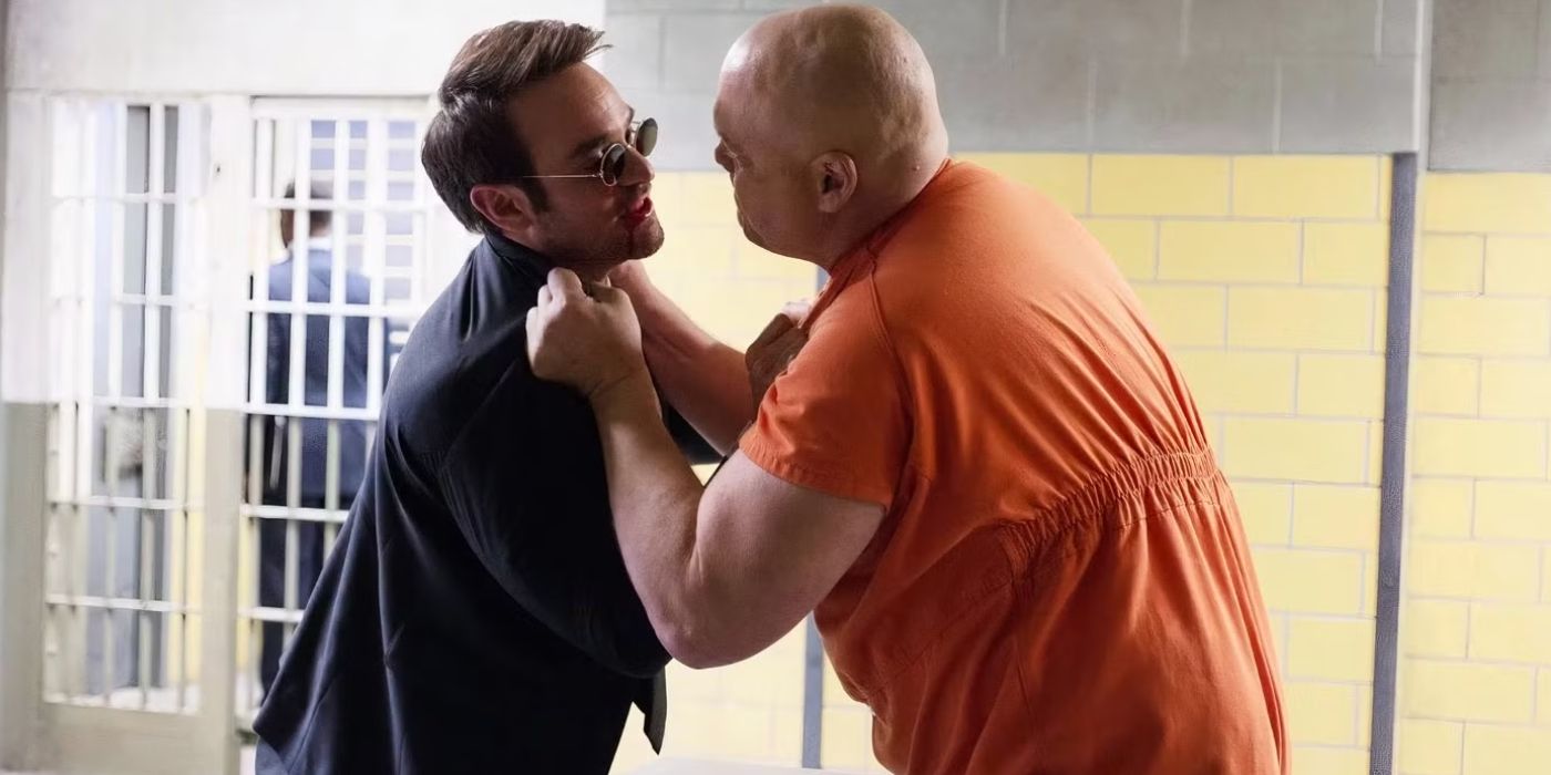 Charlie Cox and Vincent D'onofrio as Matt Murdock and Wilson Fisk in 'Daredevil'