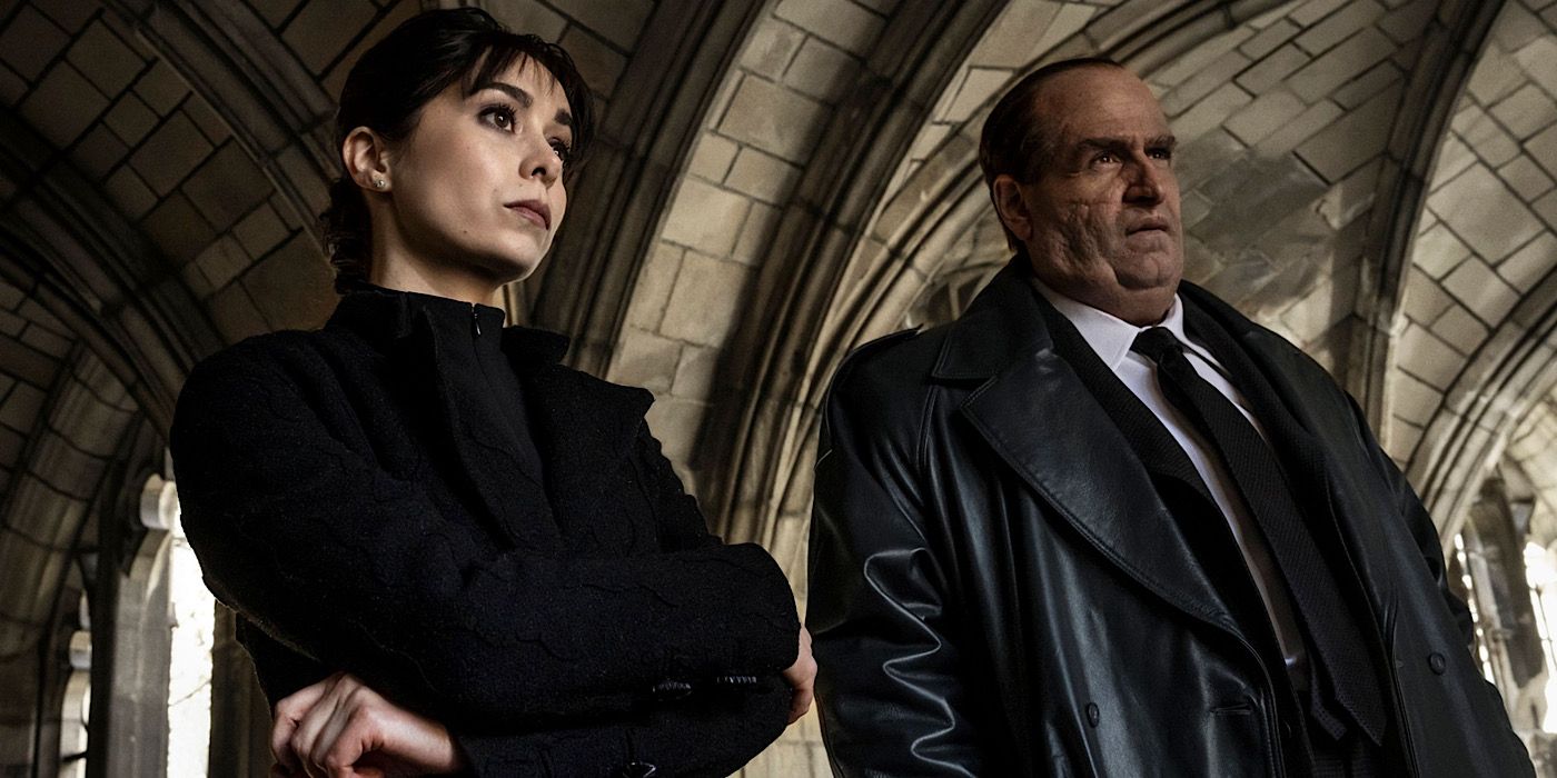Christin Milioti and Colin Farrell in The Penguin