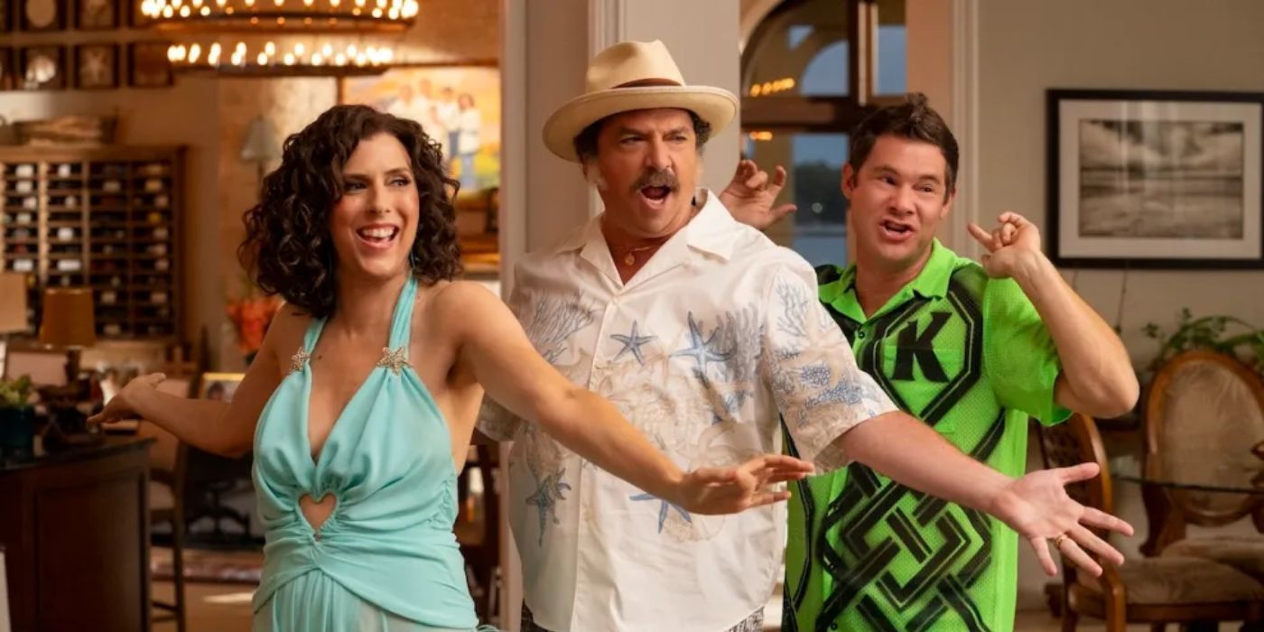 Edi Patterson, Danny McBride, and Adam Devine in season four of The Righteous Gemstones