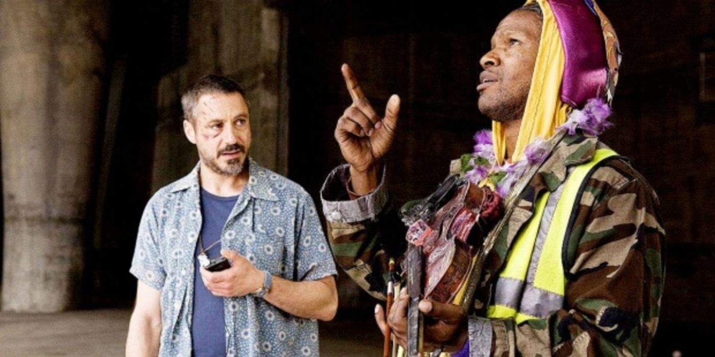 Robert Downey Jr and Jamie Foxx in the movie The Soloist