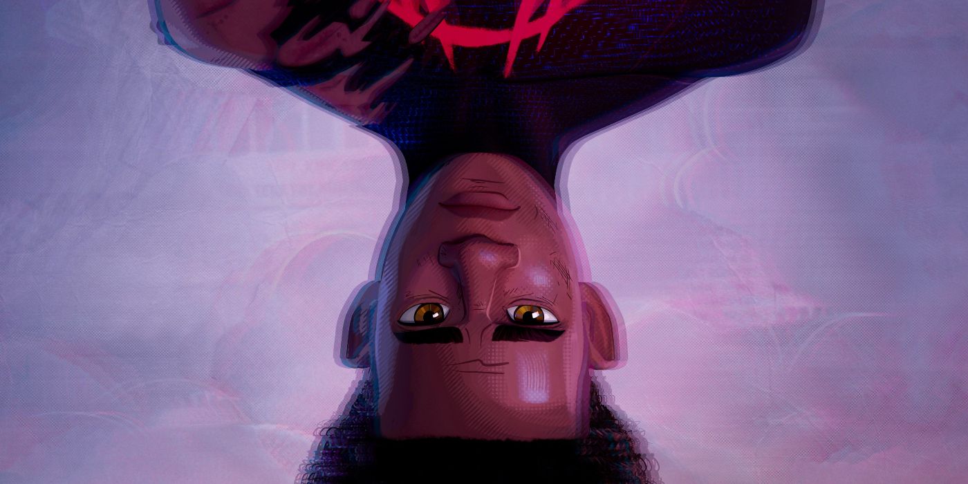 Spider-Man Beyond the Spider-Verse image with upside down Miles Morales