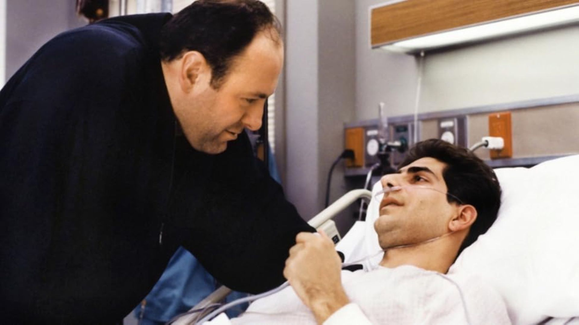 Tony visits Chris in the hospital in The Sopranos