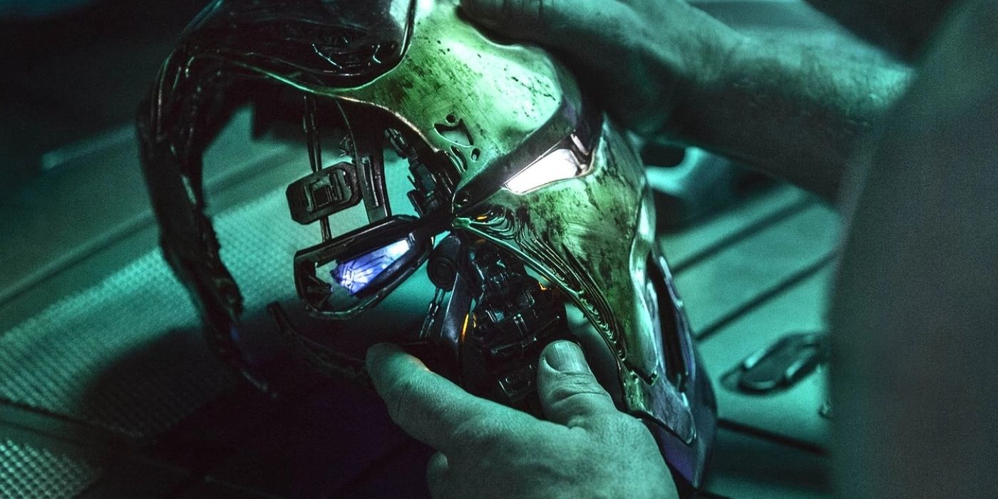 Tony Stark fixing Iron Man mask in Avengers Endgame