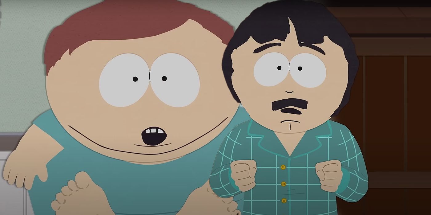 a custom image of Eric Cartman and Randy Marsh played by Trey Parker in South Park the end of obesity