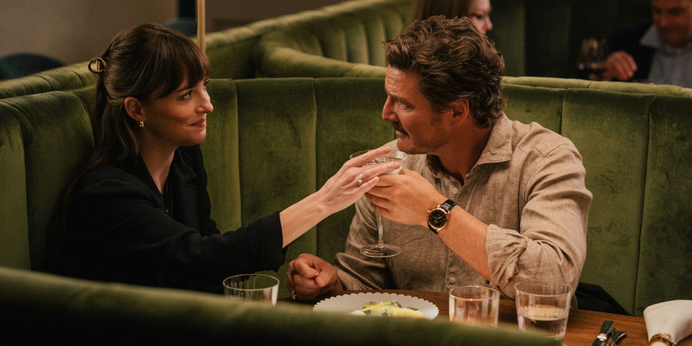Dakota Johnson and Pedro Pascal in Materialists