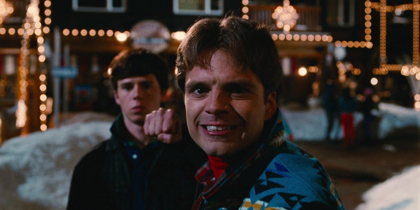 Sebastian Stan holds up fist in Hot Tub Time Machine