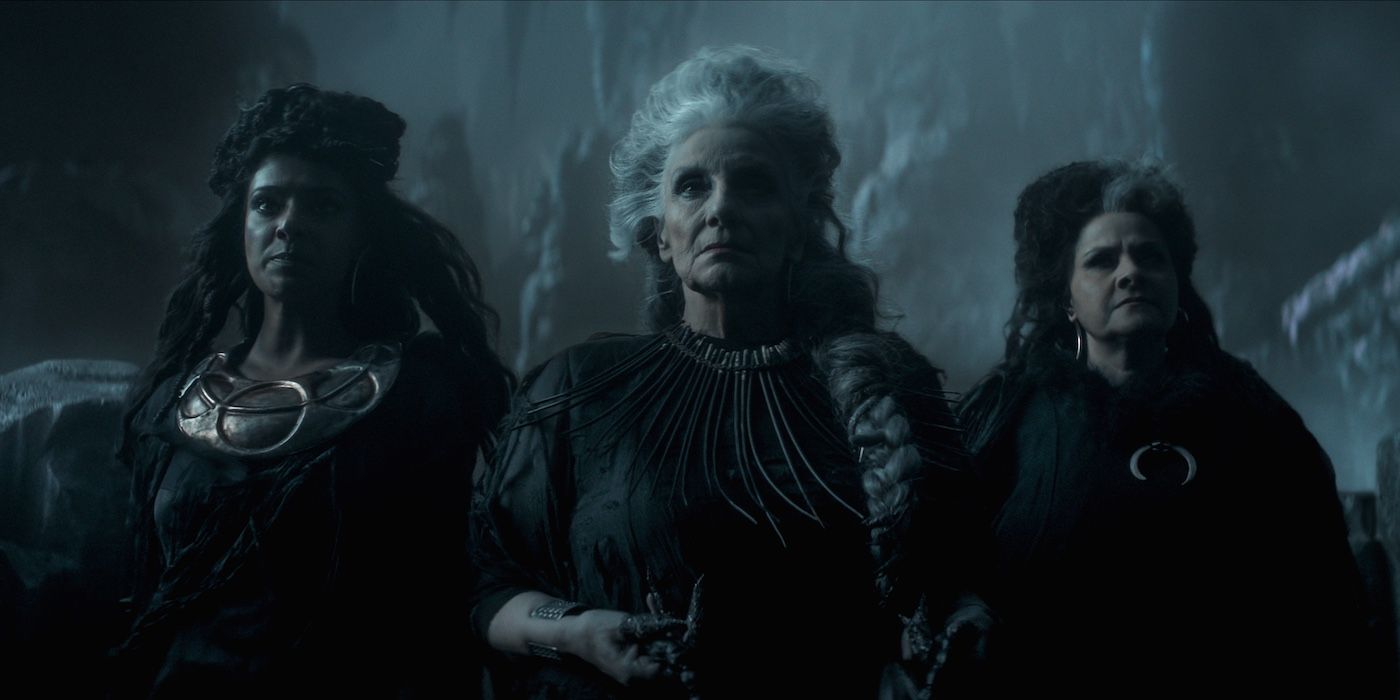 Dinita Gohil as The Maiden, Souad Faress as Crone, Nina Wadia as The Mother in The Sandman