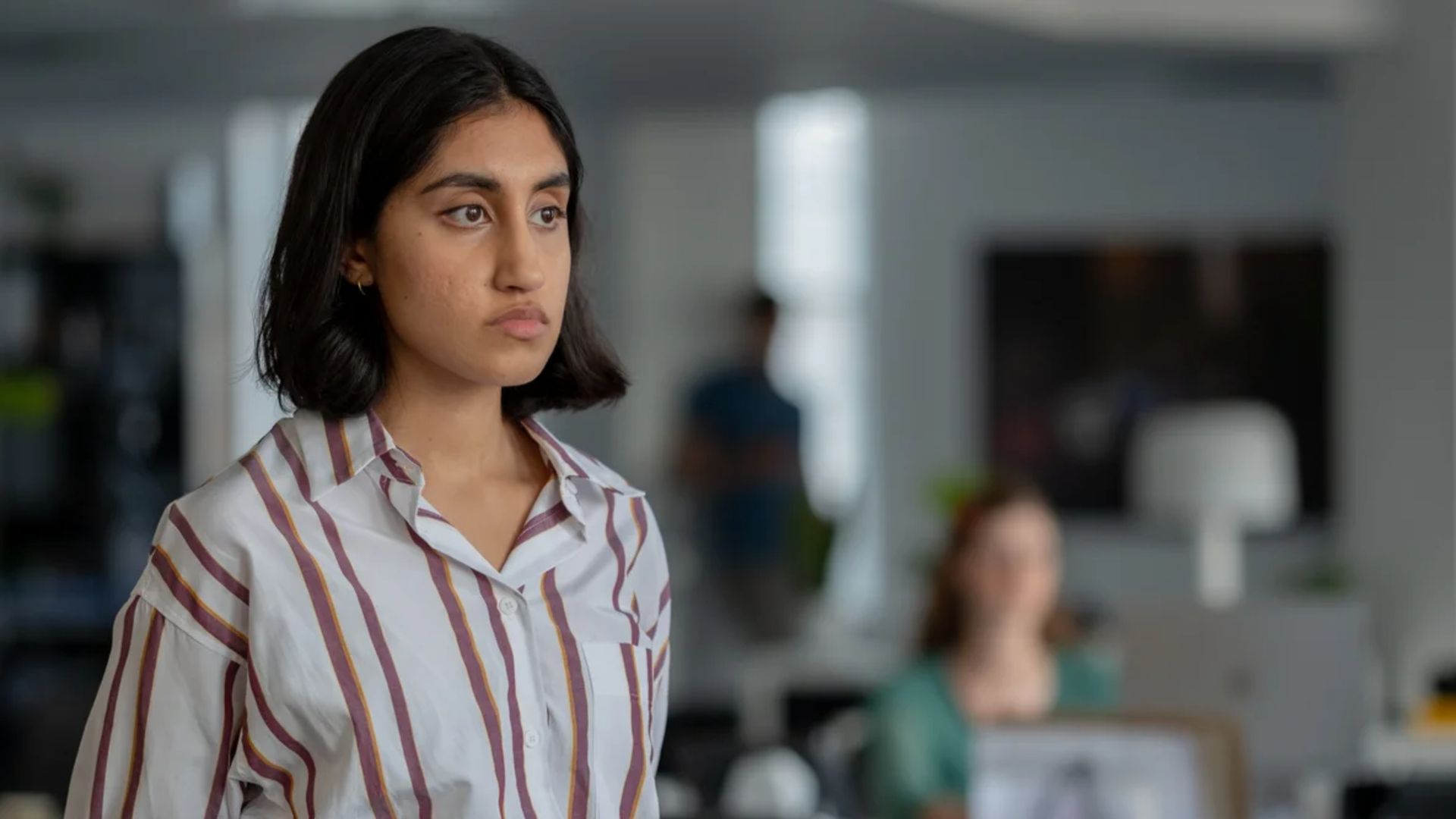 Selma wears a striped blouse in The Stolen Girl