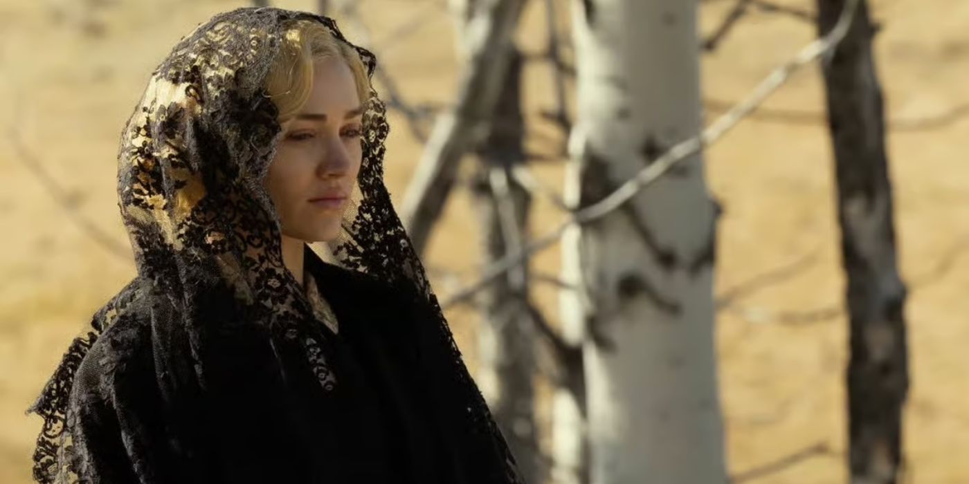 Liz (Michelle Randolph) buries her first love, Jack (Darren Mann), in '1923'