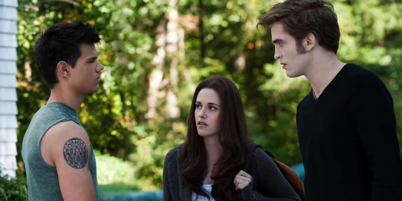 Jacob, Bella, and Edward in the Twilight movies