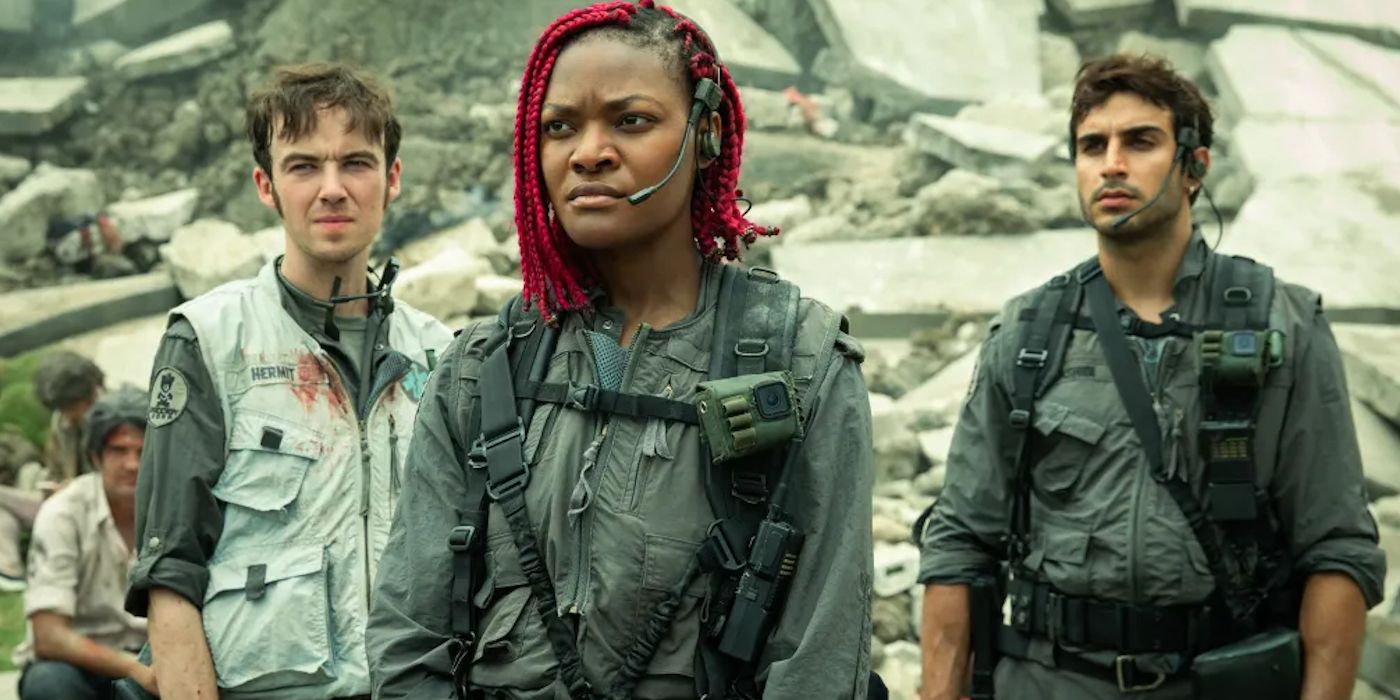 Alex Lawther as Hermit, Diêm Camille as Siberian, Moe Bar-El as Rashidi in Alien: Earth