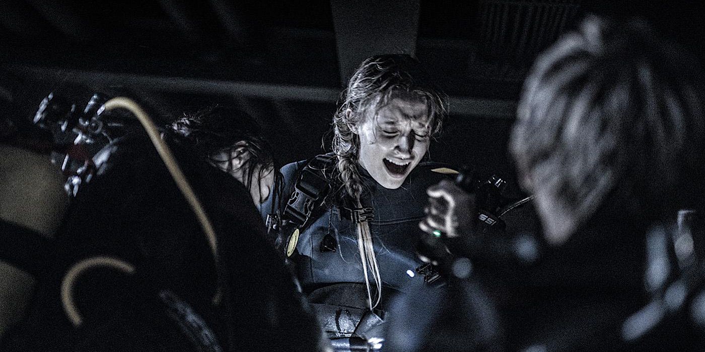 Woman Screaming in shark action horror The Last Breath