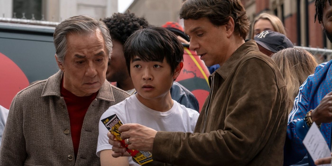 Jackie Chan, Ben Wang, and Ralph Macchio in Karate Kid: Legends