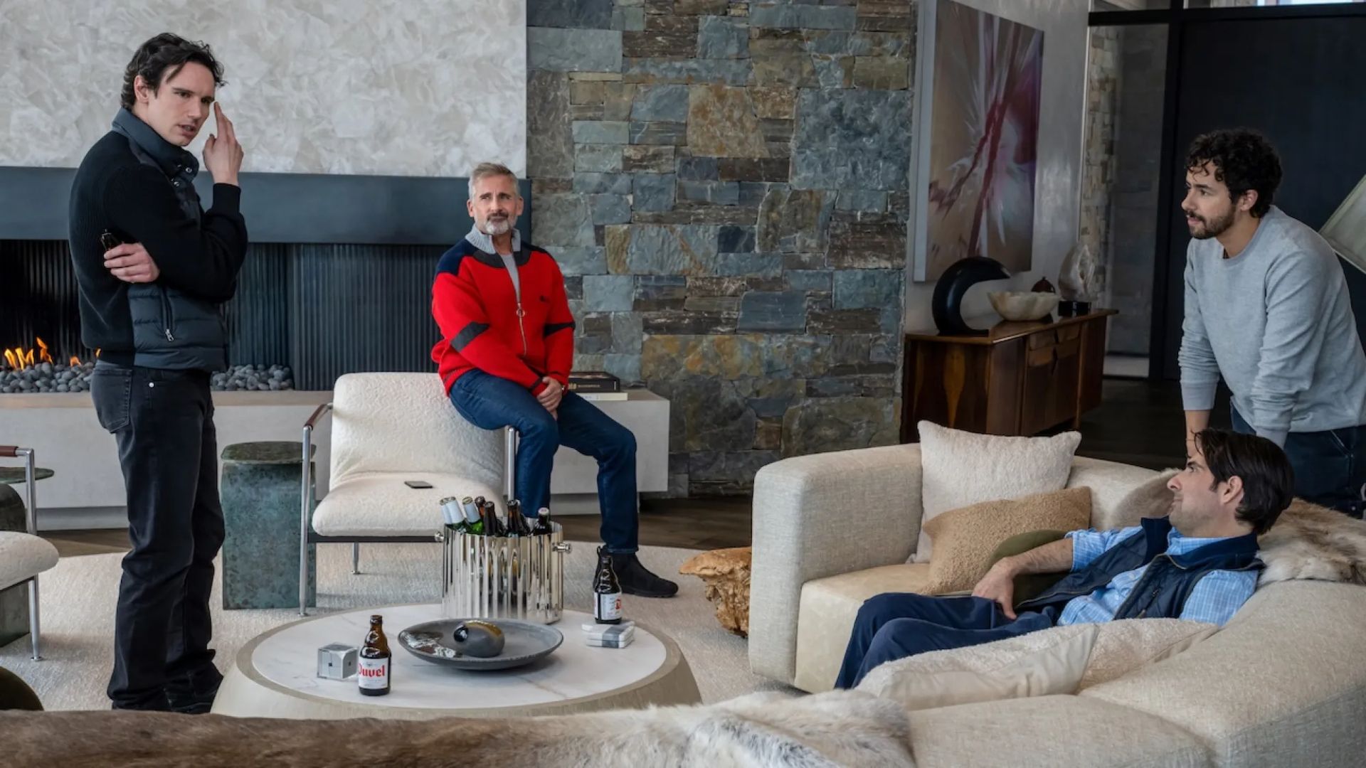 The gang hangs in the living room in Mountainhead