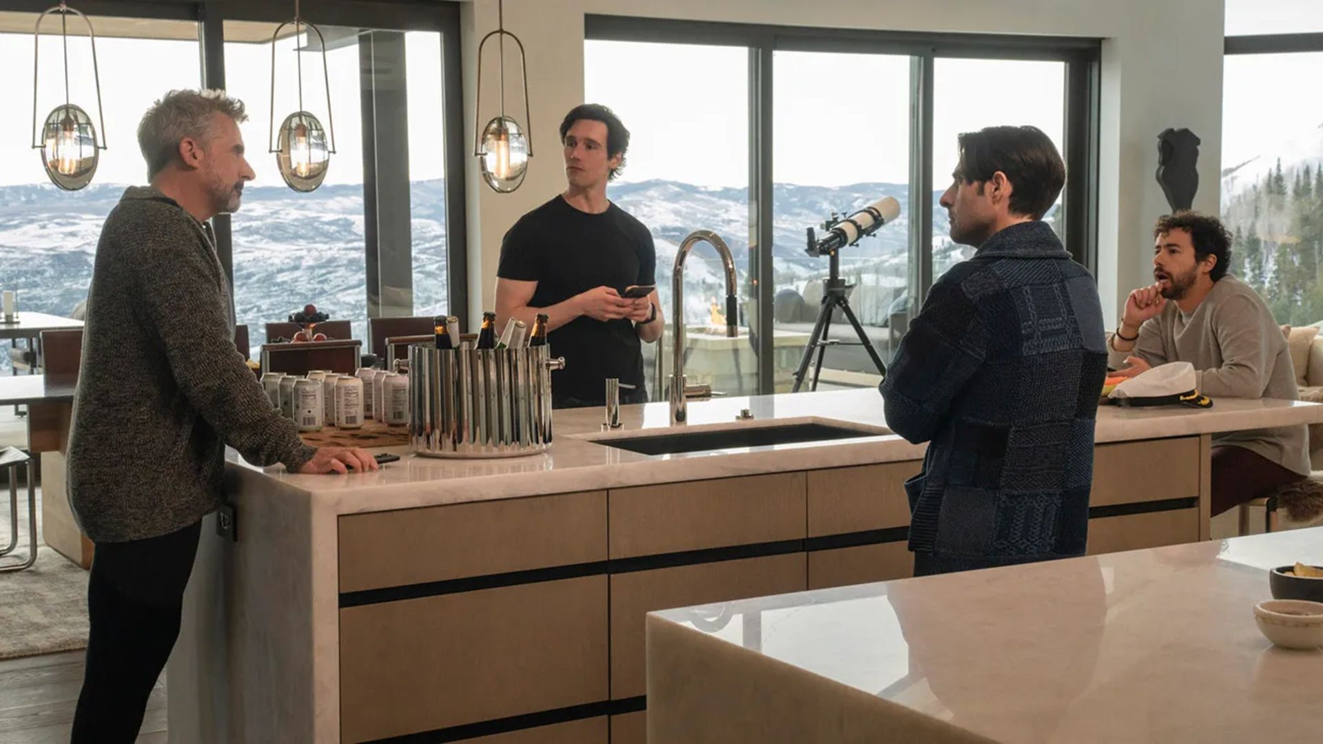 The gang meets in the kitchen in Mountainhead