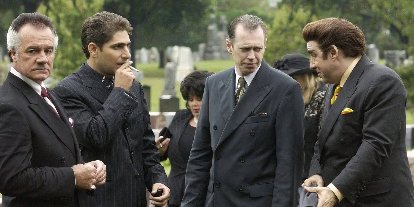 Steve Buscemi, Michael Imperioli, Steven Van Zandt, and Tony Sirico in The Sopranos.