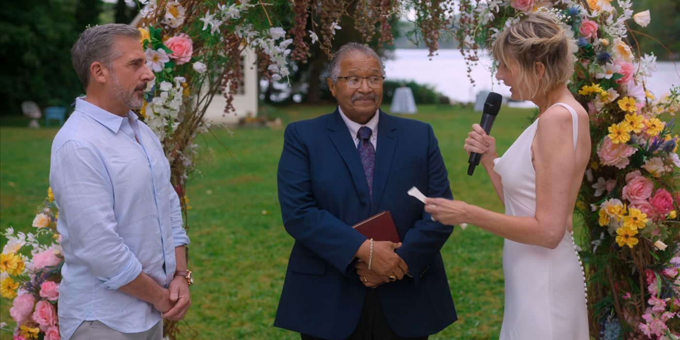 Nick and Anne under an altar in the comedy The Four Seasons.