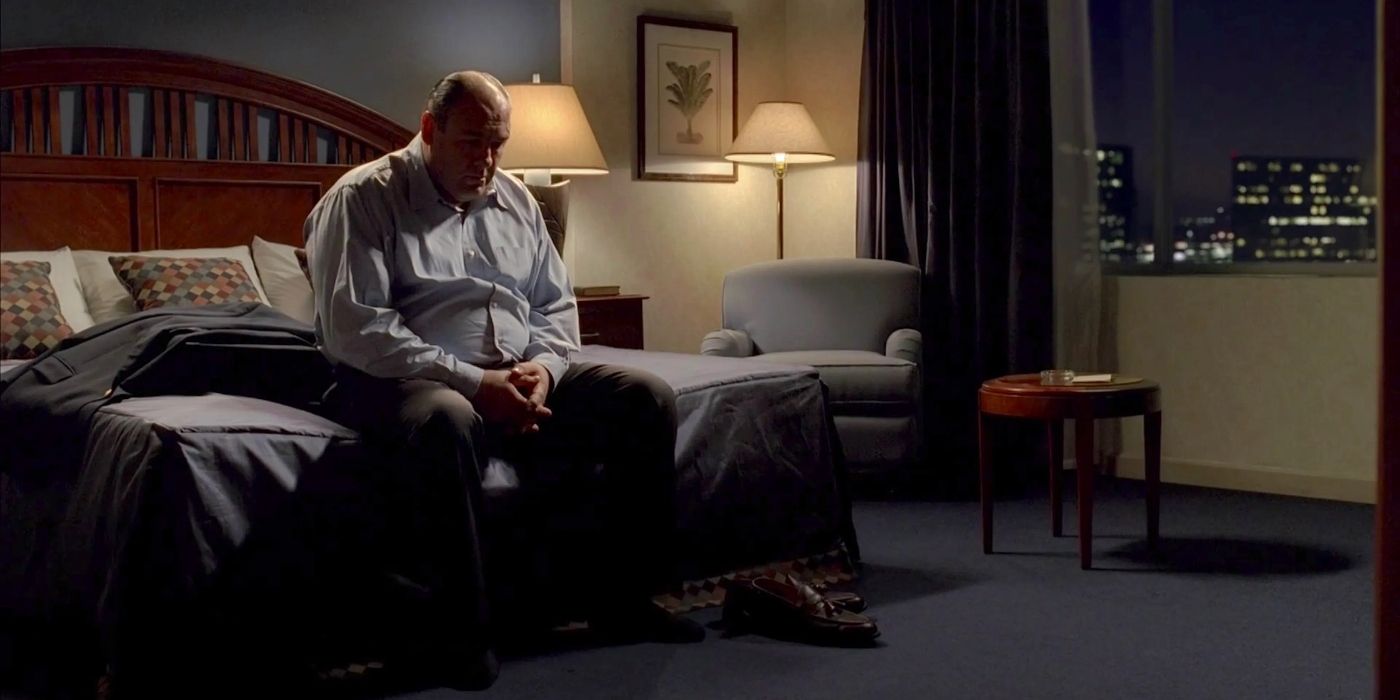 Tony Soprano's (James Gandolfini) comatose vision as a salesman in a hotel room in The Sopranos season six