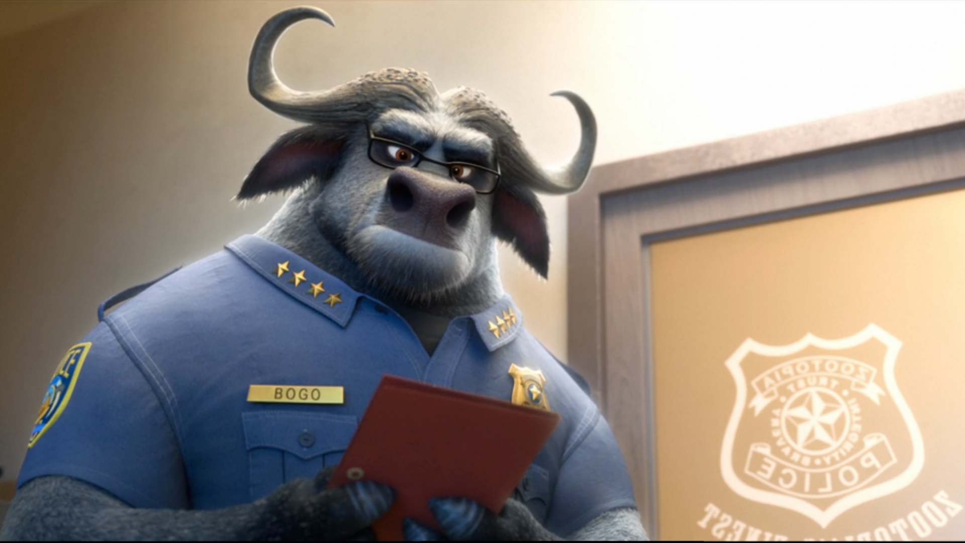 Chief Bogo from the children's movie Zootopia.