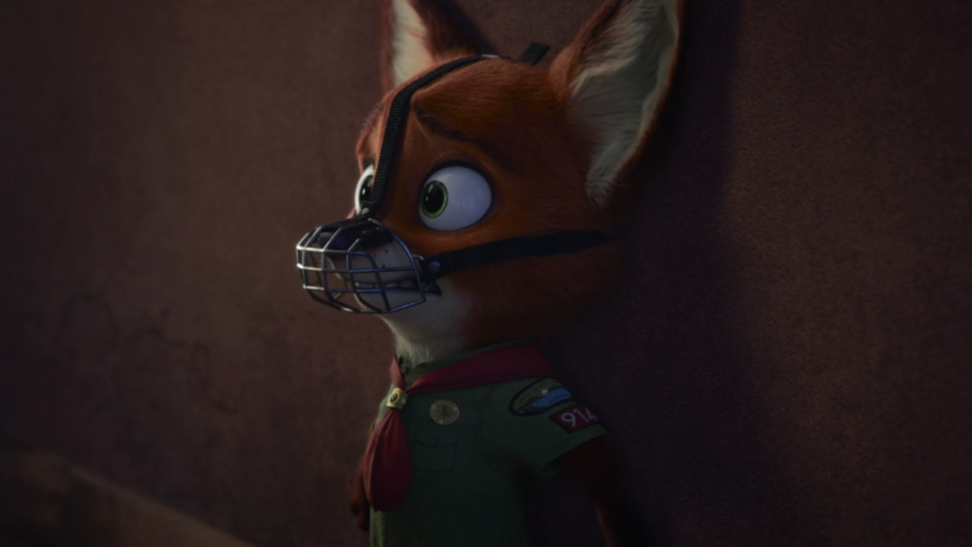 A child Nick in a muzzle from Zootopia.