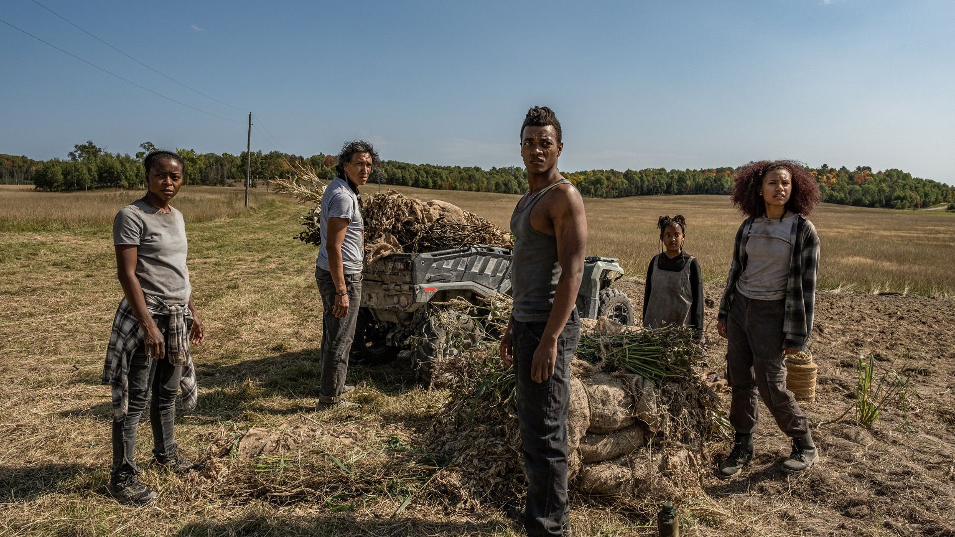 Danielle Deadwyler, Michael Greyeyes, Kataem O'Connor, Haile Amare and Jaeda LeBlanc in 40 Acres