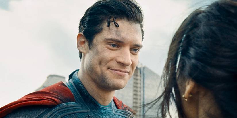 David Corenswet and a woman off-screen in Superman