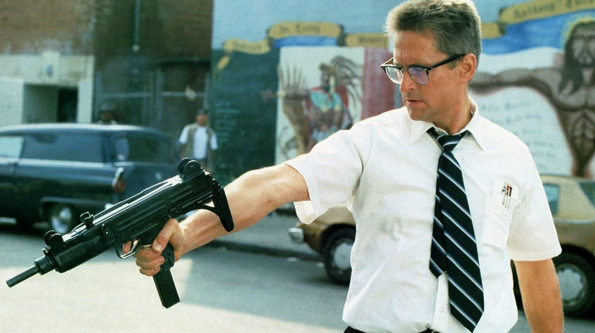 Bill aims an Uzi in Falling Down