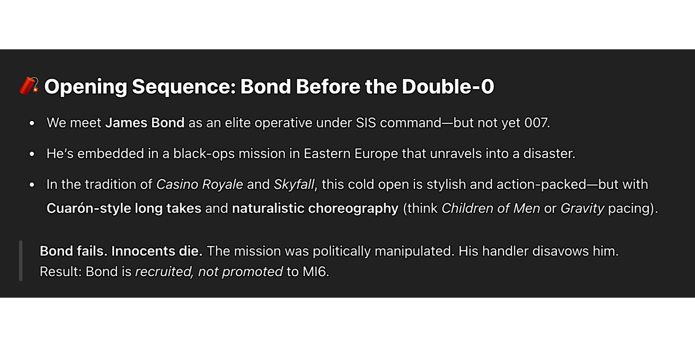 James Bond AI Test Opening