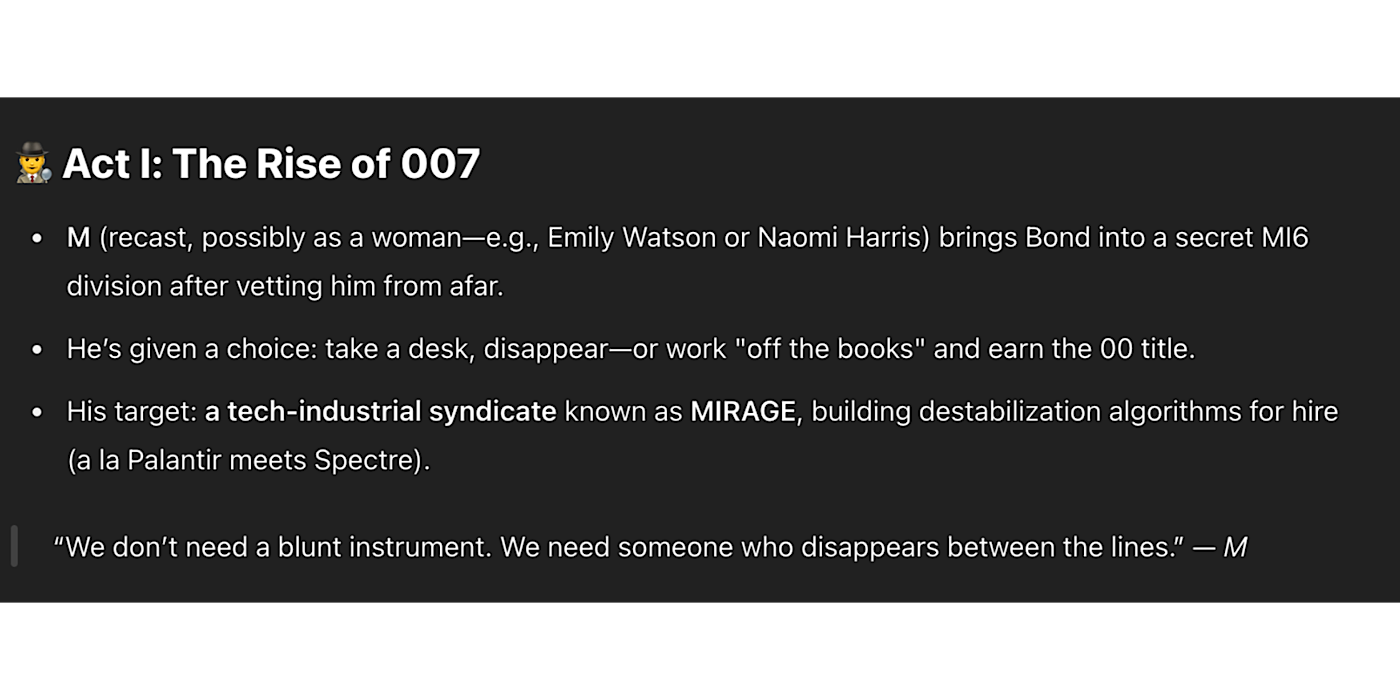 James Bond AI Plot Test Act 1