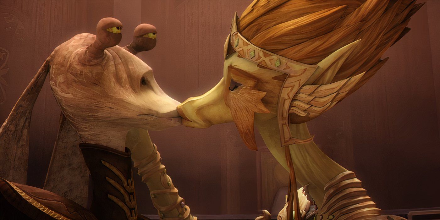 Jar Jar Binks and Queen Julia - Star Wars The Clone Wars