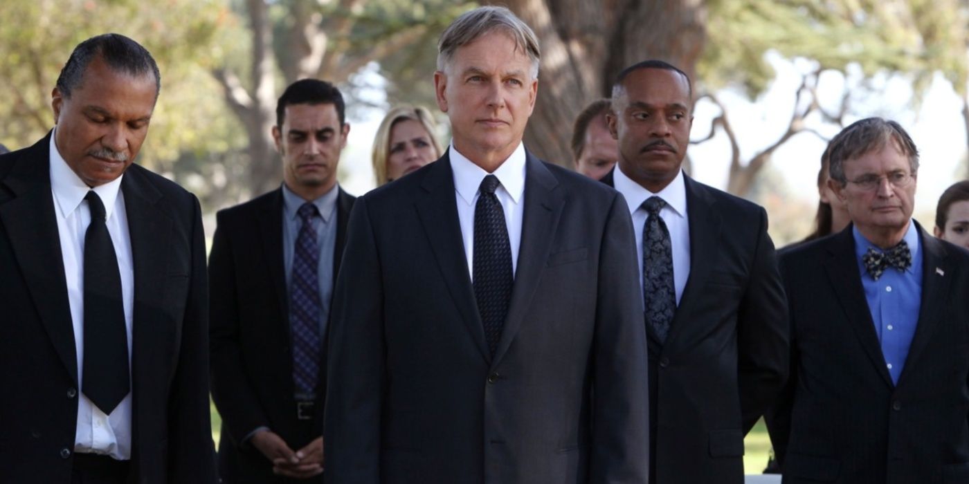 Jethro Gibbs at his father's funeral in NCIS
