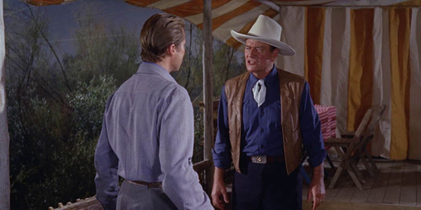 John Wayne in a scene from Circus World